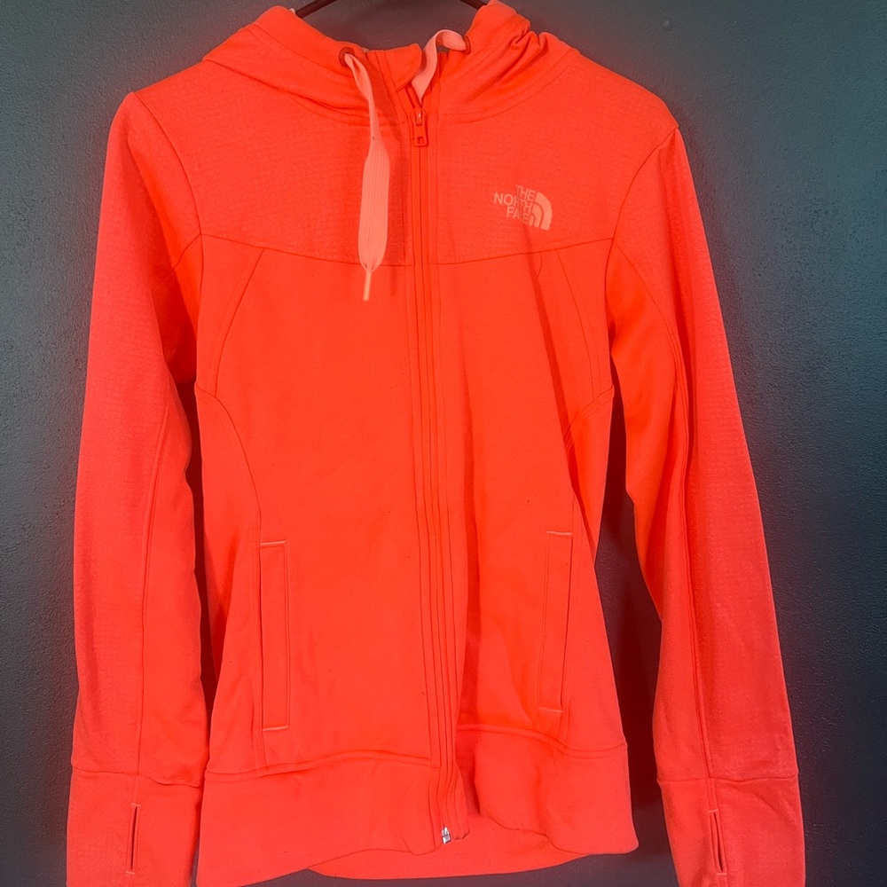 The north face coral zip up hoodie